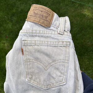 Vintage Levis 550 Jeans Boys 9 Tan Orange Tab Relaxed Fit 90s Distressed USA